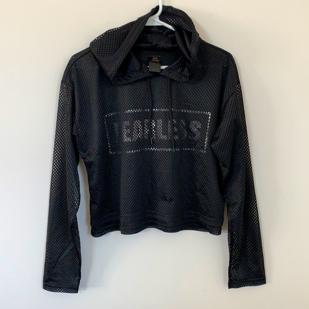 🆕 INFINITE BLACK MESH DOUBLE LAYERED CROP TOP L